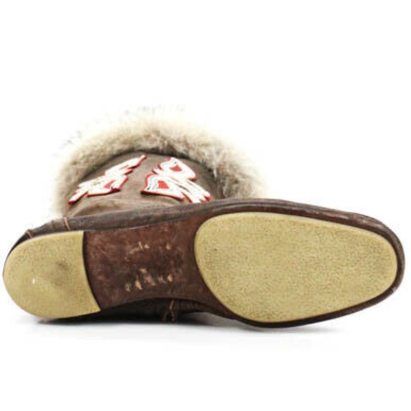 Miss Trish of Capri Brown Rare Fur Knee High Boots - Picture 7 of 7